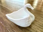 Vintage Imperial Milk Glass Swan Candy Dish White Jewelry Trinket Bowl 3.75” H