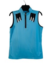 TAIL Womens Medium Sleeveless 1/4 Zip Shirt Blue Golf Tennis Pickleball
