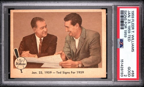 1959 Fleer #68 Ted Williams JAN. 23, 1959 Ted Signs For 1959 PSA 2 GOOD