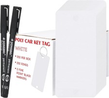 Blank Poly Key Tags 250 Pcs, Thicken Car Key Tags with 250 Rings and 2 Black ...