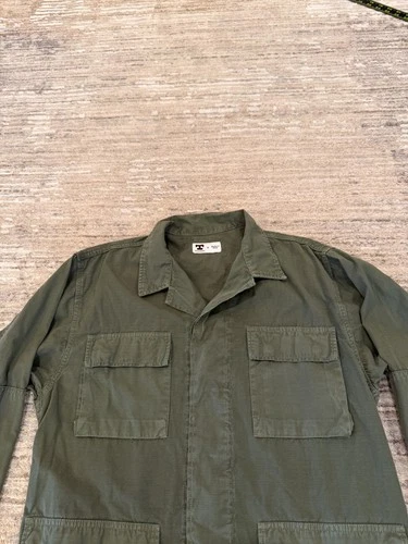 Tellason Jacket Mens Medium Green Cotton Military Field Utility Made In Italy image 9