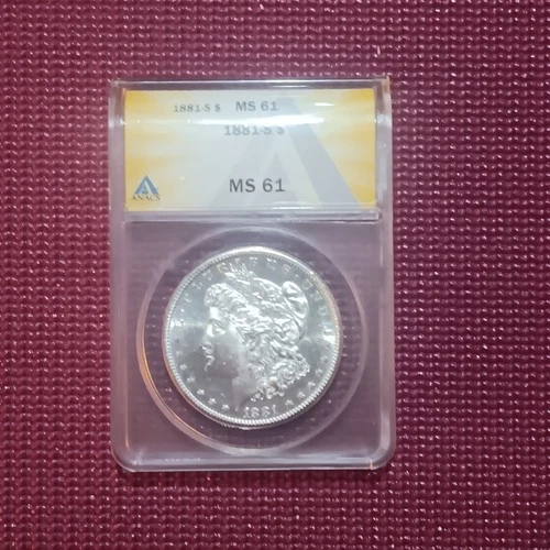 1881 S MORGAN SILVER DOLLAR ANACS CERTIFIED MS61