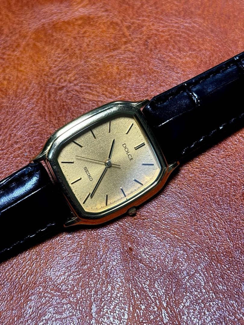 Seiko Dolce Rectangular 90's Gold Scroll Watch Wo… - image 4
