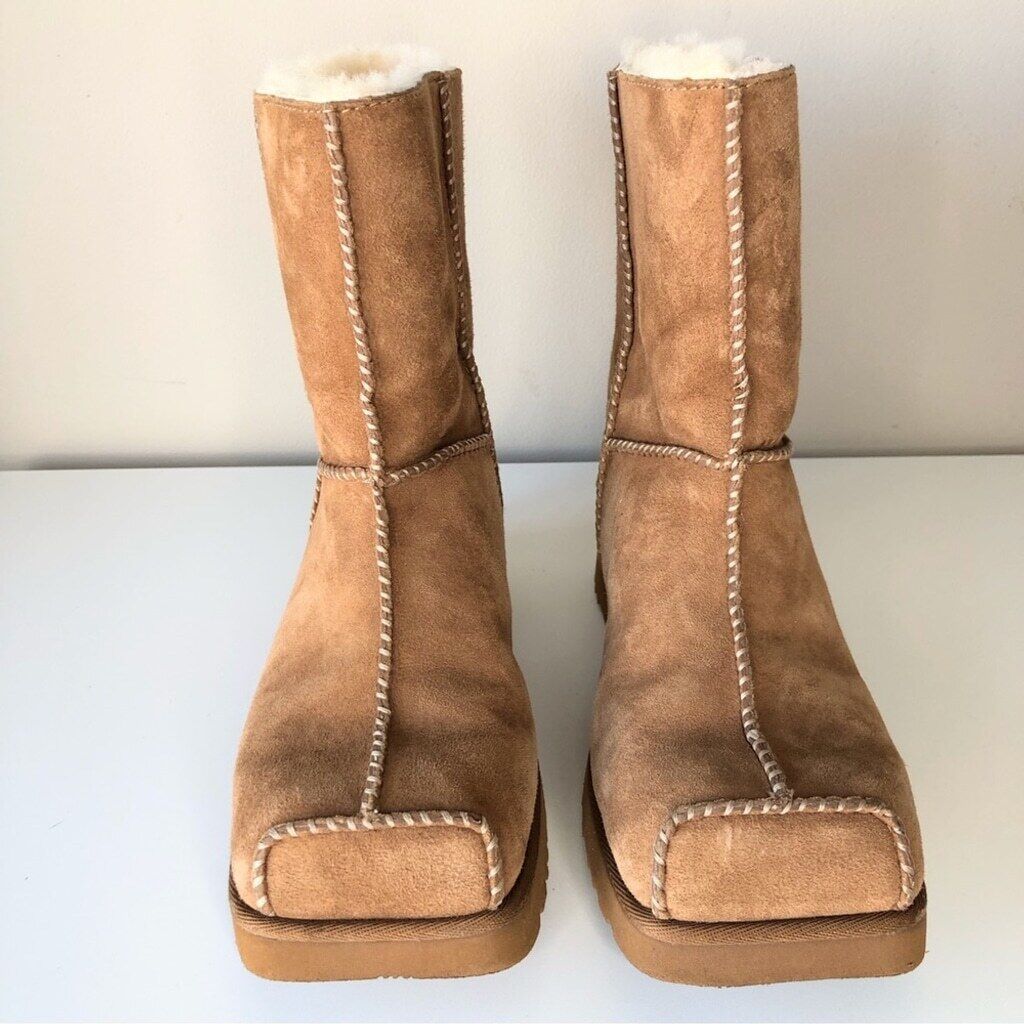 NWOT UGG + Eckhaus Latta Tan Suede Shearling Square Toe NWOT UGG + Eckhaus Latta Tan Suede Shearling Square Toe