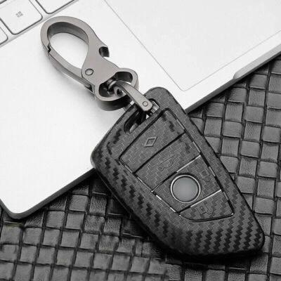 Carbon Fiber Key Fob Remote Cover Fits BMW 5 7 Series X5 X6 X7 4 Button Key Case