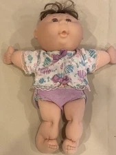 1991 CABBAGE PATCH KIDS Babies Doll Brown Eyes 13” Mattel CPK With Clothes-Vtg