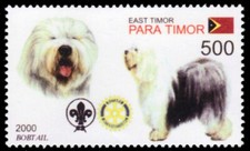 TIMOR LESTE 2001h - Dogs of the World "Bobtail Sheepdog" (pb74132+)