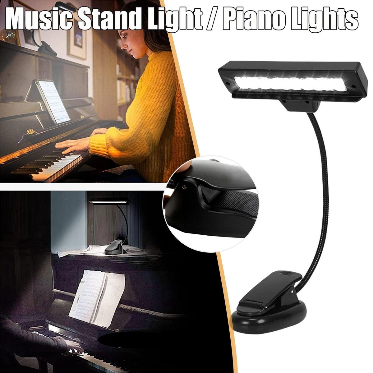 Clip on piano lamp outlet