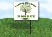 JIMENEZ FAMILY REUNION GR TREE 18 in x24 in Yard Sign Road Sign with Stand
