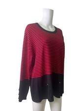 Marble Jumper Pullover Size 5 Women Sweater Red Black Stripe Top NEW EU46 RRP£60