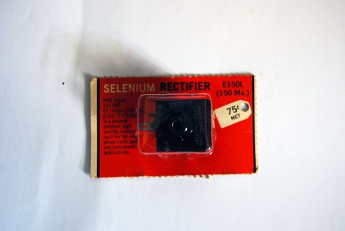 Vintage IR selenium rectifier E150L 130v 150ma on original display card