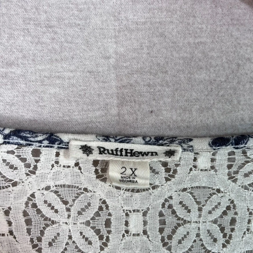 Ruff Hewn Womens Boho Lace Inset Top Size 2X Floral Cottagecore Feminine Country - Image 3 of 4