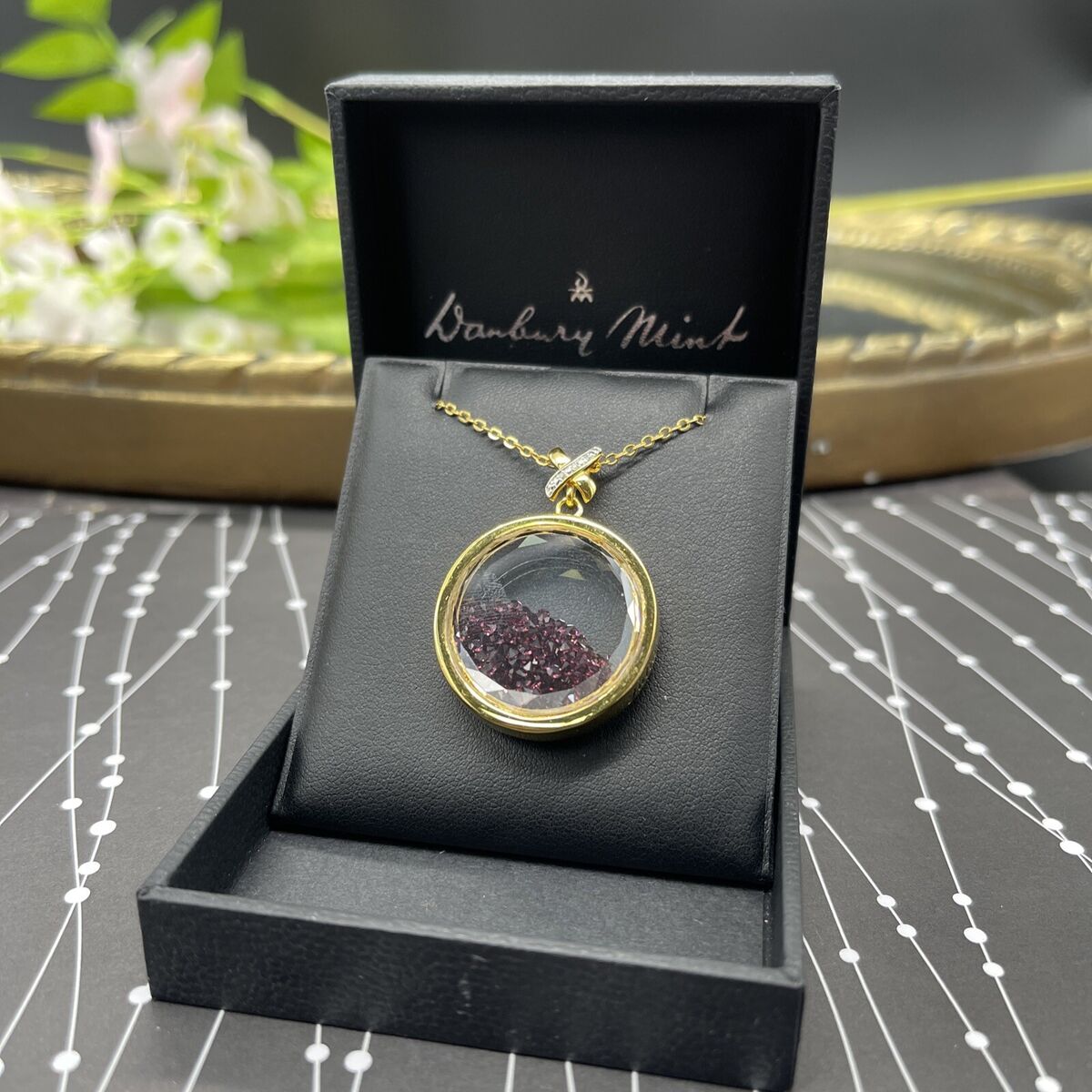 Danbury Mint Floating Birthstones Engraved Julia Pendant UK