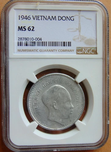 1946 North Vietnam 1 Dong Aluminum Coin NGC MS 62 Viet Nam