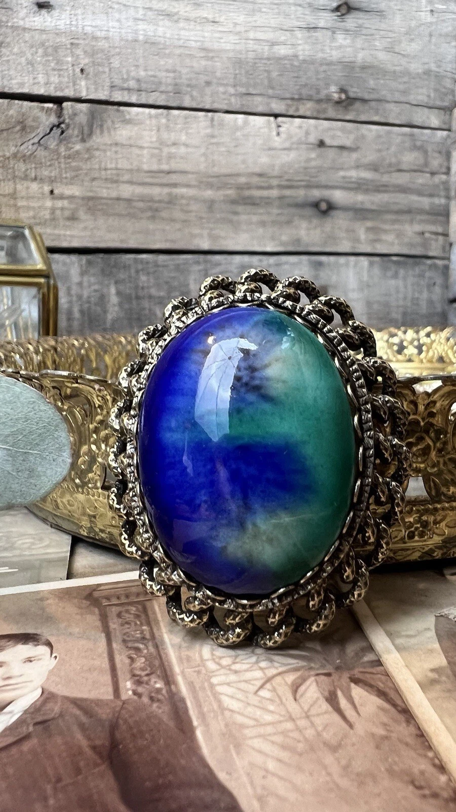 RARE Bijou pendentif broche vintage signé ORIGINAL BY ROBERT bleu vert ?