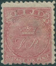 Fiji 1896 SG59 6d rose Crown and VR p11x11&frac34; thins on back MH