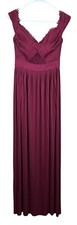 Asos Women's Dress Size 6 Burgundy Textured Pleated Lace Long Maxi Evening