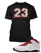 23 Graphic Sneaker Tee Shirt Match J10 Graduation in Red Big and Tall Small T