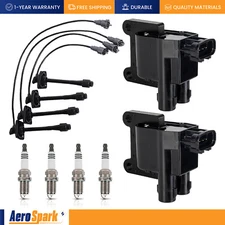 2 Ignition Coil & Wires & 4 Platinum Spark Plug for Toyota RAV4 1998-2000 2.0L