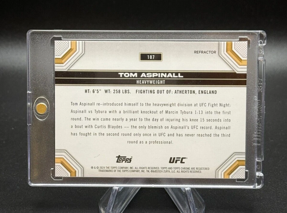 Tom Aspinall 2024 Topps Chrome UFC Refractor Card #187 - Image 2 of 4