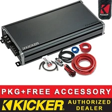 KICKER CXA1800.1 CAR AUDIO SUBWOOFER CLASS D 1CH/MONO AMPLIFIER + 0AWG AMP KIT