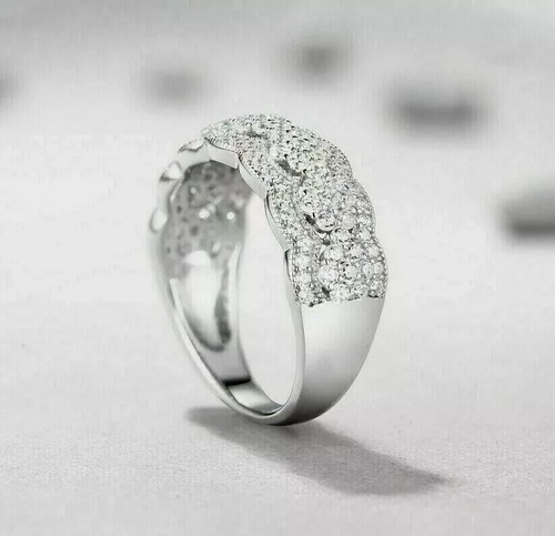 Women Anniversary Wedding Ring 2.50 Ct Round Cut Moissanite 925 Sterling Silver - Picture 5 of 6