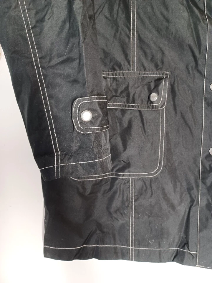 Impermeable Jaclyn Smith Para Mujer Talla 1X Negro Elegante Manga Larga Bolsillos Botón Foto 4 de 4