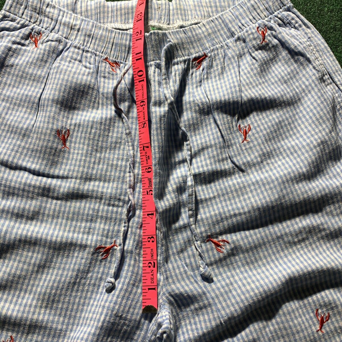 Quacker Factory Pants Women SM Capri Blue Check Lobster Quacker Factory Pants Women SM Capri Blue Check Lobster