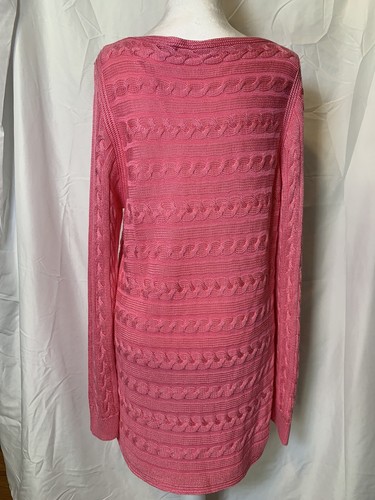 Lauren Ralph Lauren Sweater XL Womens Pink Boat Neck Pullover Cable Knit (W105) - Picture 7 of 7