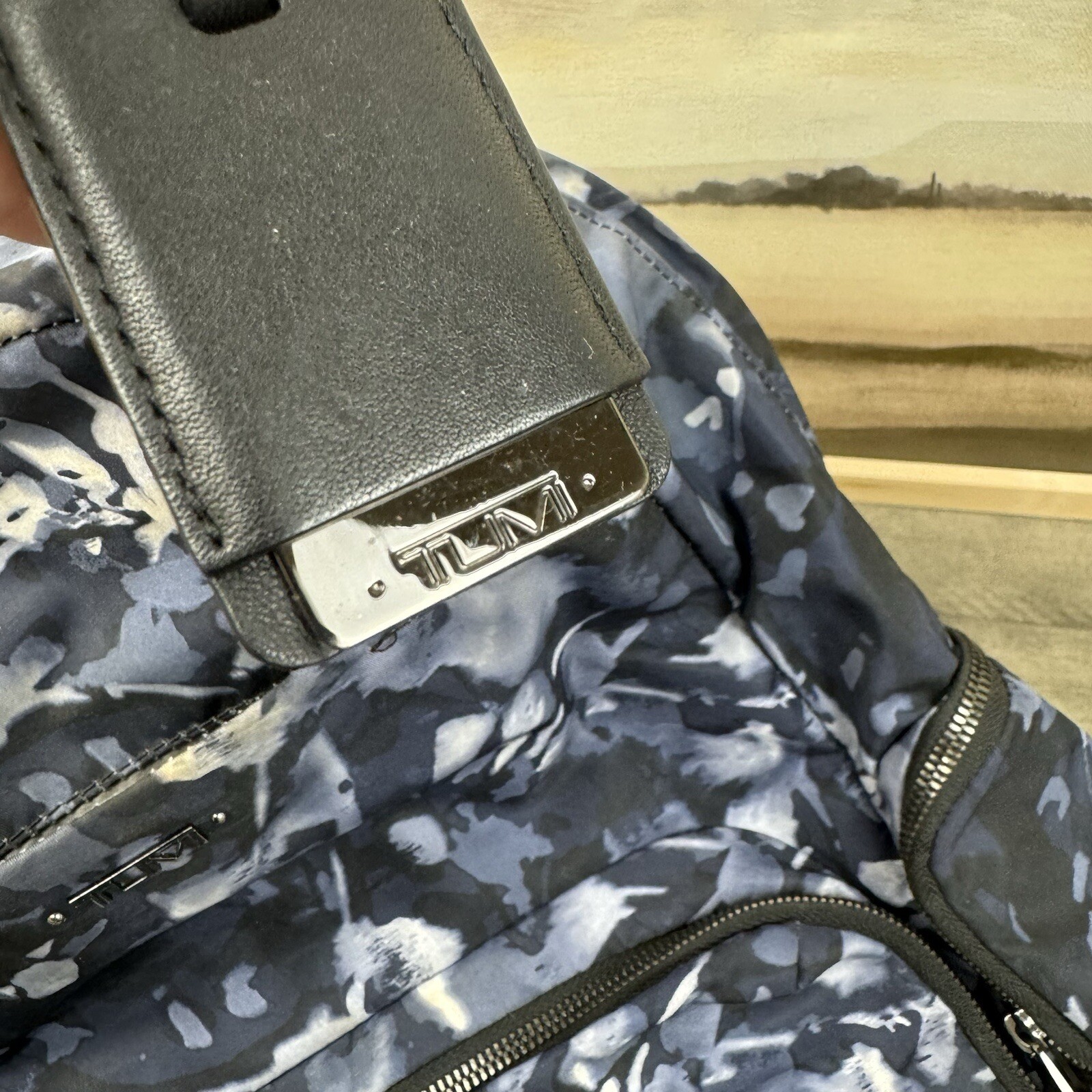 TUMI Navy Total Pattern Backpack Daypack Commutin… - image 14