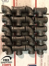 1/2"BLACK MALLEABLE IRON PIPE THREADED(10) ELBOWS AND(10) TEES,FITTINGS PLUMBING