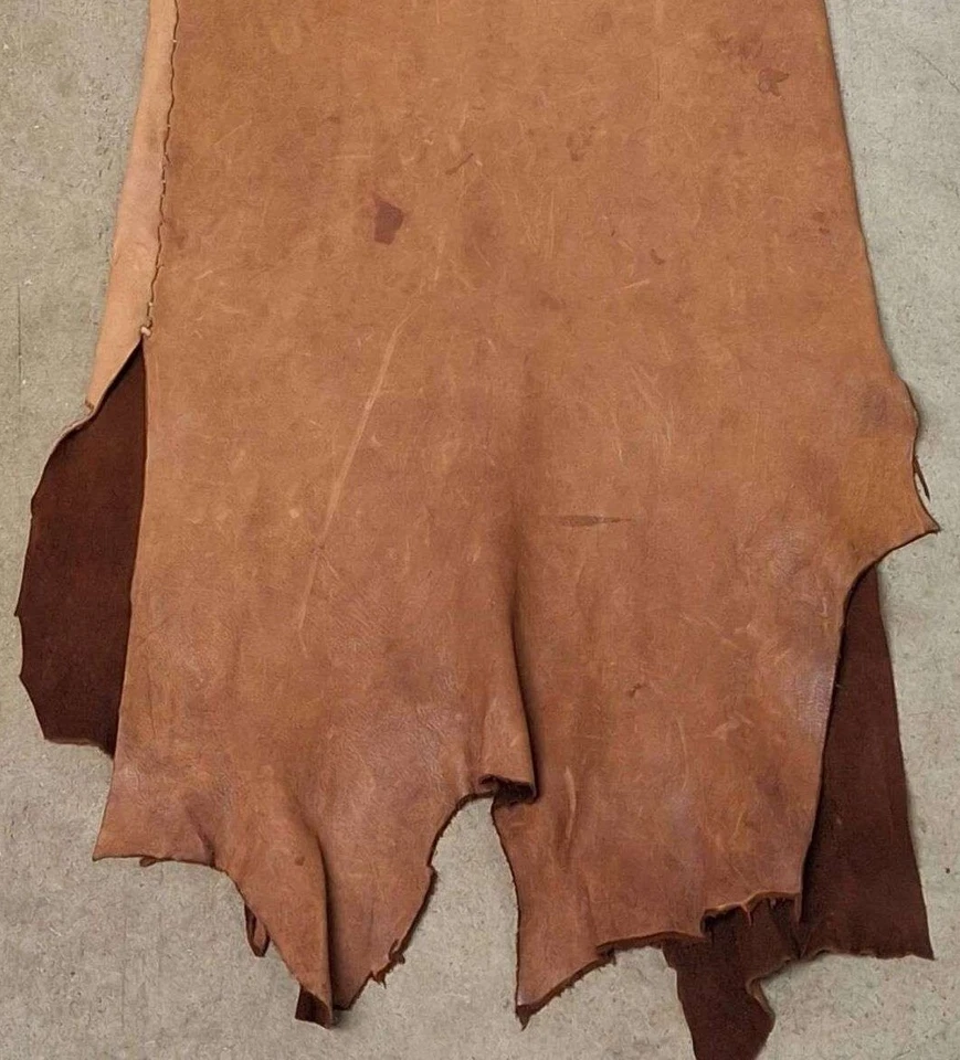 Used Vintage Buckskin Leather Suede Handmade Native American Dress Beads Fringed - Image 4 of 4