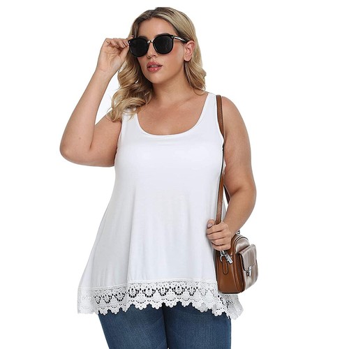 Women Cami with Built in Bra Cup Casual Flowy Swing Pleated Tank Top Plus Size @ - Picture 6 of 33