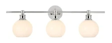 Wall Sconce Light Fixture Chrome Frosted Glass Shades Dining Room Bathroom 28"