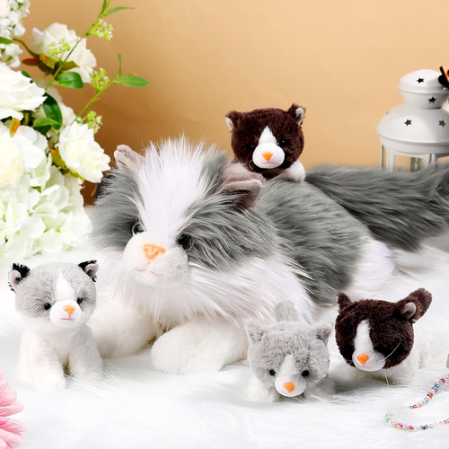 5 Pcs Realistic Ragdoll Cat Stuffed Animal 15.75" Large Ragdoll Cat Mommy Plush - Picture 4 of 6