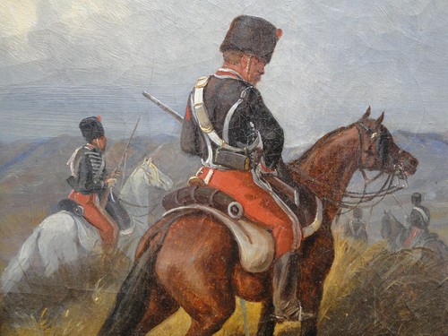 Ölbild Charles de Luna Frankreich Husaren auf Pferden Militär signiert um 1866 - Picture 7 of 14