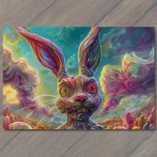 Art Print Rabbit Bunny Surrealism Crazy Bright Colors Weird Strange Wild Unusual