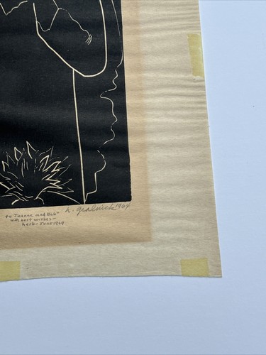 HERBERT GRALNICK WOODCUT WOODBLOCK PRINT 1960'S MODERNISM ABSTRACT CUBUSM LISTED - Picture 13 of 19