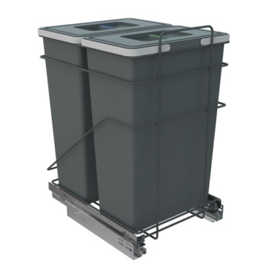 Ausziehbarer Abfalleimer Recycling 450/500mm Schrank - Soft Close 2 x 35l Behälter
