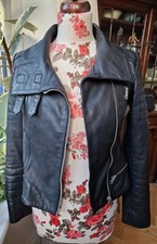 Allsaints Premium Leather Steine Biker Jacket In Black Size 6