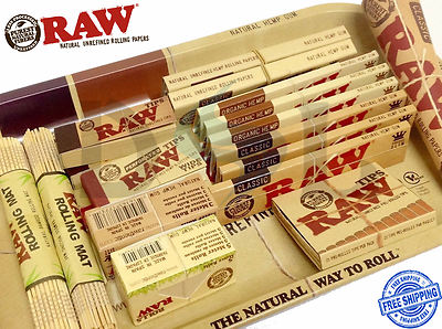RAW Klassische Bio Hanf König Rollpapiere Schlankes Metalltablett Filterspitzen Kakerlake