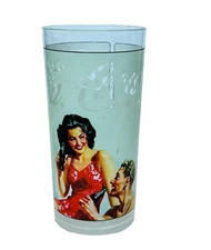 Coca Cola Drinking Glass mug cup Coke Soda Pop vtg advertising beach plastic usa