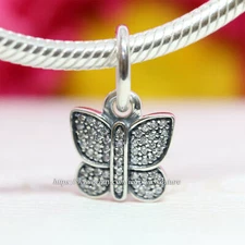 Authentic Sterling Silver Sparkling Butterfly Pendant Charm 791497CZ