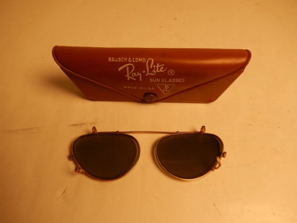 Gafas de sol y estuche vintage raras Ray-Ban años 50 Bausch & Lomb con clip 48 mm Foto 2 de 4
