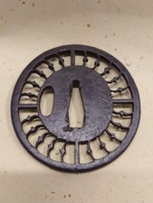 Japanese Antique Tsuba of Katana Samurai Sword Guard Iron Rare Design 73-B29