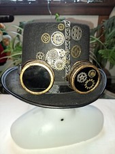 Unisex Black Grunge Steampunk Felt Top Hat/ One Size
