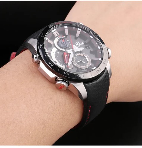 Cowhide Watch Strap For Ca.sio Edifice EQB-800 B500 B501 EQB900 22mm Curved End - Picture 6 of 28