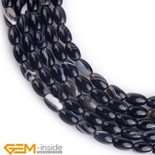 Natural Agate Onyx Gemstone 4x6mm Olivary Rice Loose Spacer Beads Strand 15'' AU