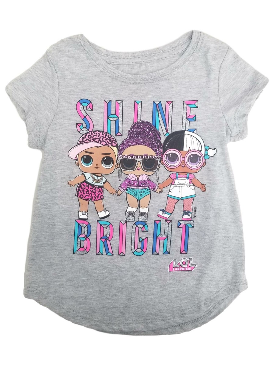 ♡lol♡ 　キッズ　130 LOL Surprise Girls Gray Sparkle Short Sleeve Shine Bright T