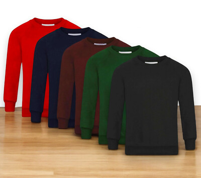 Jungen Mädchen Rundhalsausschnitt Sweatshirt Fleecepullover Schulkleidung Alter 3-16 + Erwachsenengröße